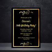 70歳の誕生日パーティー黒い金ゴールドデコル男 招待状