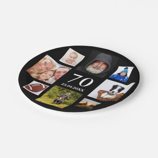 70歳の誕生日パーティー黒人写真集の男 ペーパープレート (アングル)