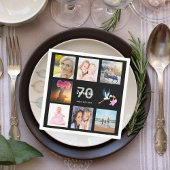 70歳の誕生日パーティー黒写真コラージュ名 スタンダードカクテルナプキン