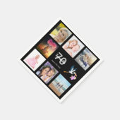 70歳の誕生日パーティー黒写真コラージュ名 スタンダードカクテルナプキン (角)