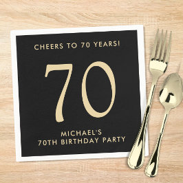 70歳の誕生日パーティー おしゃれな男性向け ブラック ゴールド スタンダードカクテルナプキン