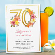 70歳の誕生日パーティー おしゃれな花とゴールドの数字70