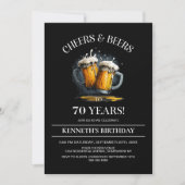 70歳の誕生日パーティー おめでとう&ビール 招待状 (正面)