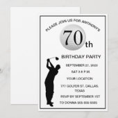 70歳の誕生日パーティー ゴルファー ブラック パパ ゴルフ 招待状 (正面/裏面)