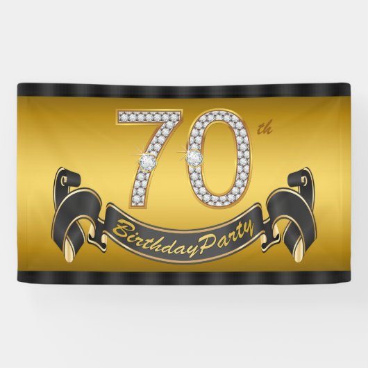 70歳の誕生日パーティー ゴールド 横断幕 (横)
