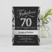 70歳の誕生日パーティー - シルバー ブラック 招待状 (スタンド正面)