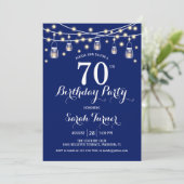 70歳の誕生日パーティー - ネイビーブルー 招待状 (スタンド正面)