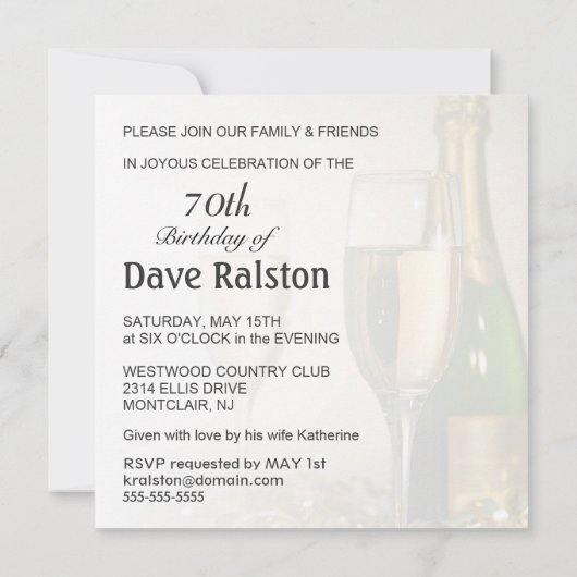70歳の誕生日パーティー-パーソナライズされた招待状 招待状 (裏面)