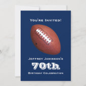 70歳の誕生日パーティー、フットボールスポーツレッドブルー 招待状 (正面)
