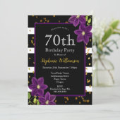 70歳の誕生日パーティー| ブラックとゴールドのグリッター 招待状 (スタンド正面)