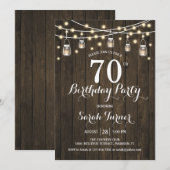 70歳の誕生日パーティー - ラスティックウッド 招待状 (正面/裏面)