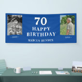 70歳の誕生日パーティー　古い写真と新しい写真 横断幕 (トレードショー)