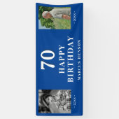 70歳の誕生日パーティー　古い写真と新しい写真 横断幕 (縦)