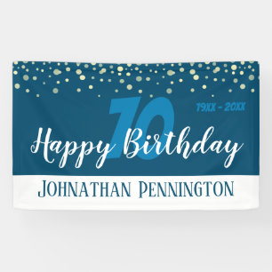 70歳の誕生日パーティー,紙吹雪ブルー 横断幕