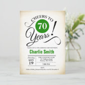 70歳の誕生日パーティー - 緑 黒 白 招待状 (スタンド正面)
