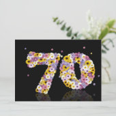 70歳の誕生日パーティー、花が咲く文字 招待状 (スタンド正面)