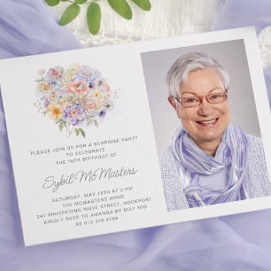 70歳の誕生日パーティー 花束 サプライズ写真 招待状