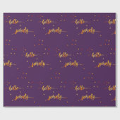 70歳の誕生日パープル金ゴールドこんにちは70タイポグラフィ ラッピングペーパー (フラット)