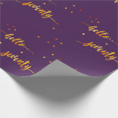 70歳の誕生日パープル金ゴールドこんにちは70タイポグラフィ ラッピングペーパー (角)