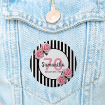 70歳の誕生日ピンクのバラ白黒ストライプ