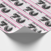 70歳の誕生日ピンクカスタマイズク名包み紙 ラッピングペーパー (角)