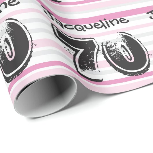 70歳の誕生日ピンクカスタマイズク名包み紙 ラッピングペーパー (ロールコーナー)