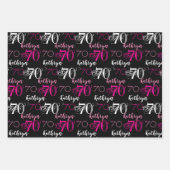 70歳の誕生日ピンク白黒セットパーソナライズされた ラッピングペーパーシート (正面3)