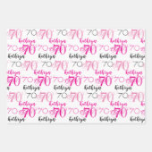 70歳の誕生日ピンク白黒セットパーソナライズされた ラッピングペーパーシート (正面2)