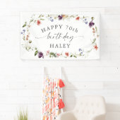 70歳の誕生日フェミニンなワイルドフラワーの花 横断幕 (インサイチュ)
