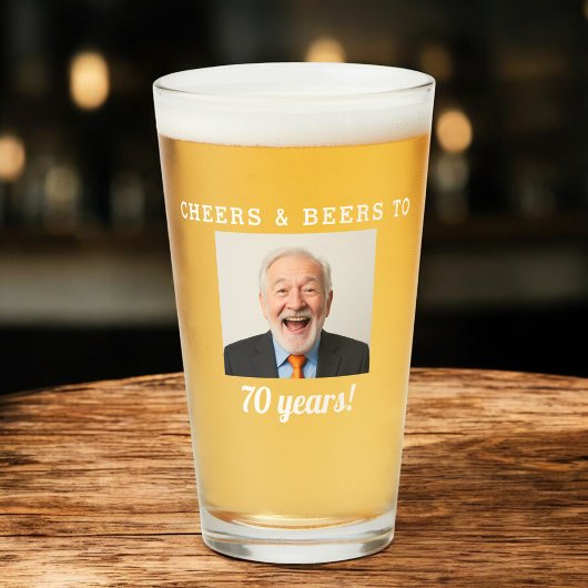 70歳の誕生日フォトグラス Cheers & Beers タンブラーグラス