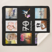 70歳の誕生日フォトコラージュ黒 シェルパブランケット (正面(横))