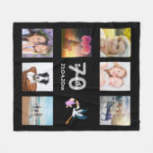 70歳の誕生日フォトコラージュ黒 フリースブランケット (正面(横))