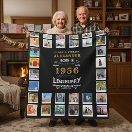 70歳の誕生日フォトコラージュ 父 祖父 フリースブランケット