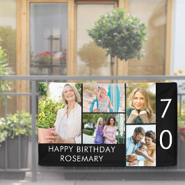 70歳の誕生日フォトコラージュ 5枚 白黒 横断幕