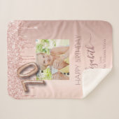 70歳の誕生日フォトバラ金ゴールドグリッターピンクの友達 シェルパブランケット (正面(横))