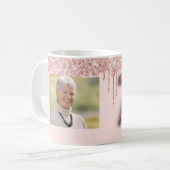 70歳の誕生日フォトバラ金ゴールドグリッターピンクバルーン コーヒーマグカップ (正面左)