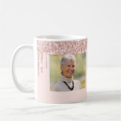 70歳の誕生日フォトバラ金ゴールドグリッターピンクバルーン コーヒーマグカップ (左)