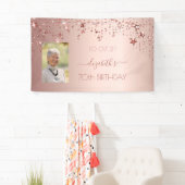 70歳の誕生日フォトバラ金ゴールドピンクのキラキラ星 横断幕 (インサイチュ)