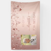 70歳の誕生日フォトバラ金ゴールドピンクのキラキラ星 横断幕 (縦)