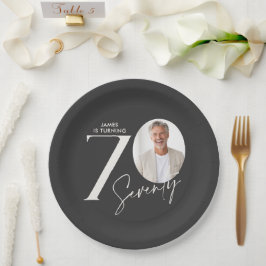 70歳の誕生日フォト ミニマルマイルストーン ペーパープレート