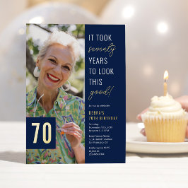 70歳の誕生日フォト 箔招待状