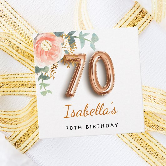 70歳の誕生日フローラバラ金ゴールドユーカリ・モノグラム フェイバータグ