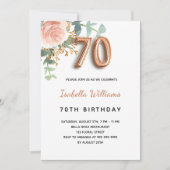 70歳の誕生日フローラバラ金ゴールドユーカリ 招待状 (正面)