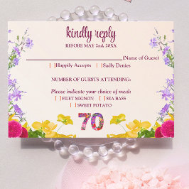 70歳の誕生日フローラモダン70歳のパーティー 出欠カード