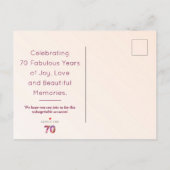 70歳の誕生日フローラモダン70歳のパーティー 案内ポストカード (裏面)