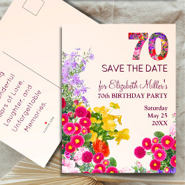 70歳の誕生日フローラモダン70歳のパーティー 案内ポストカード
