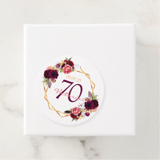 70歳の誕生日フローラ金ゴールドジオブルゴーニュ名 フェイバータグ (インサイチュ)