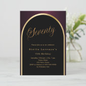 70歳の誕生日ブラックブルゴーニュ金ゴールドアーチ贅沢 招待状 (スタンド正面)