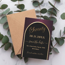 70歳の誕生日ブラックブルゴーニュ金ゴールドアーチ セーブザデート