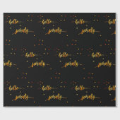 70歳の誕生日ブラック金ゴールドこんにちは70タイポグラフィ ラッピングペーパー (フラット)